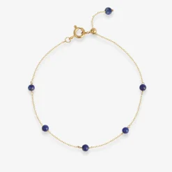 Boba - 18Ct Gold, Lapis Bead And Chain Bracelet^The Alkemistry Fashion