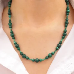 Boba - 18Ct Gold, Malachite Bead Bubble Necklace^The Alkemistry Store