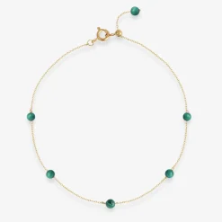 Boba - 18Ct Gold, Malachite Bead And Chain Anklet^The Alkemistry Online