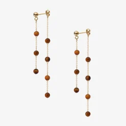 Boba - 18Ct Gold, Tiger Eye And Chain Double Earring (Pair)^The Alkemistry Cheap