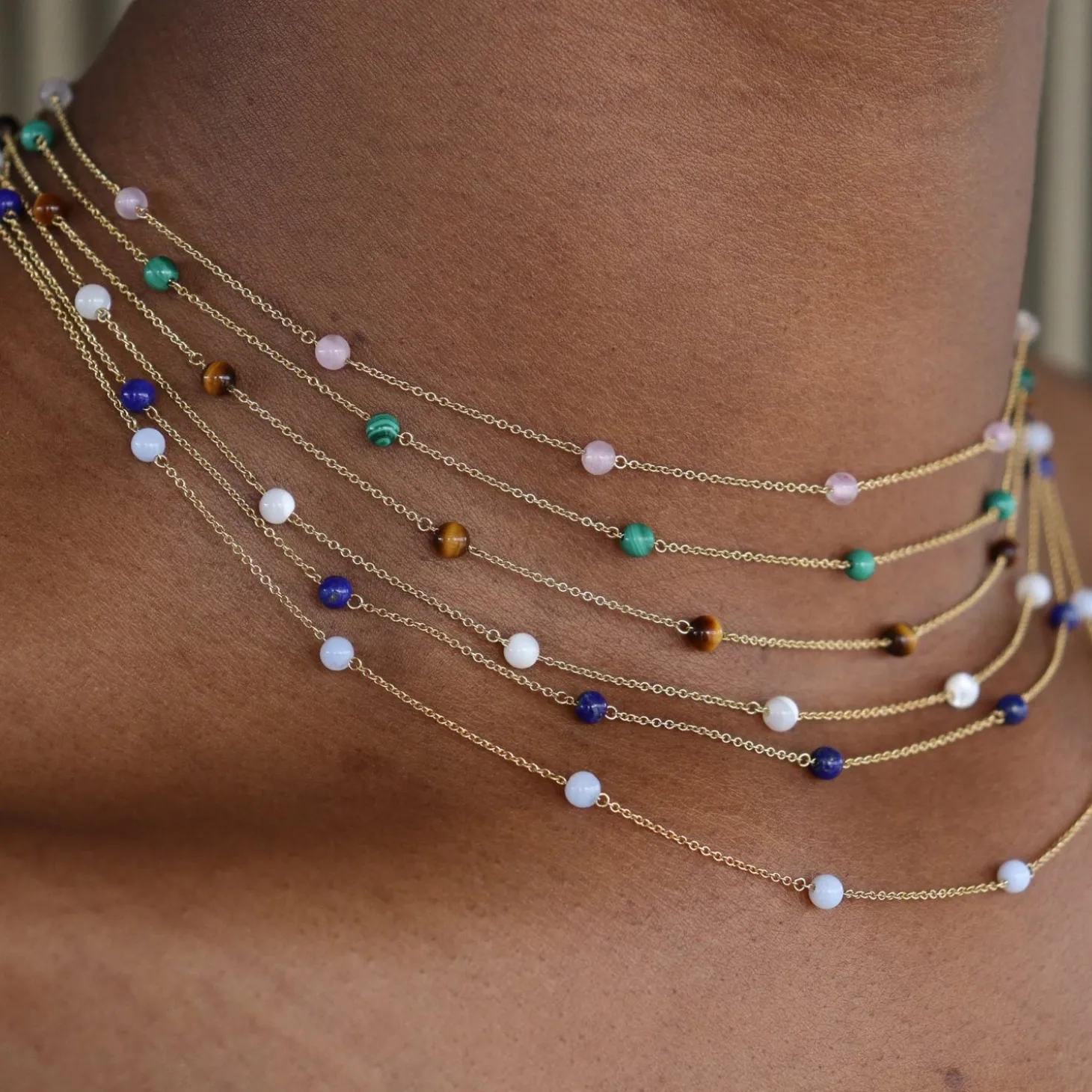 Boba - 18Ct Gold, Tiger Eye Bead And Chain Necklace^The Alkemistry Cheap