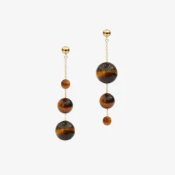 Boba - 18Ct Gold, Tiger Eye Bubble Drop Earring (Pair)^The Alkemistry Outlet