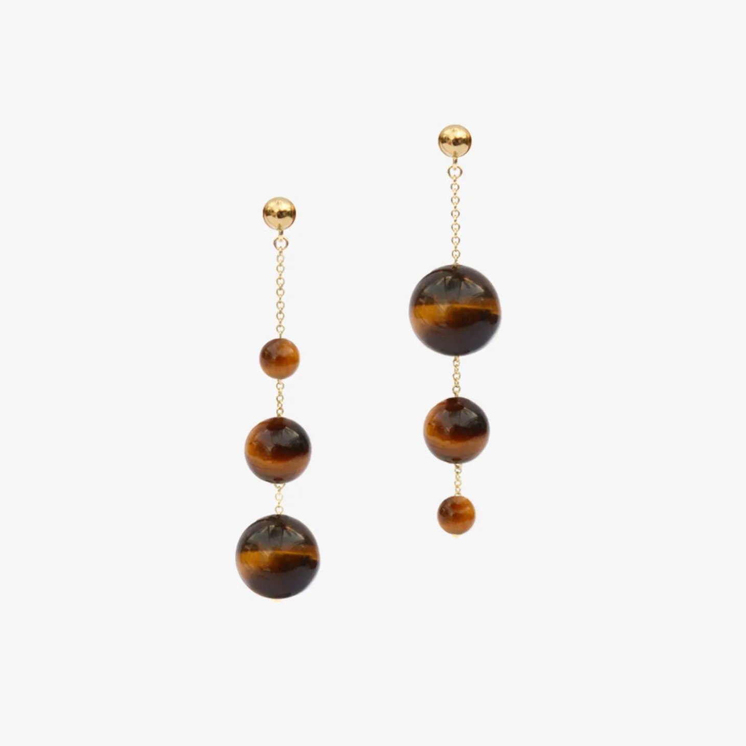 Boba - 18Ct Gold, Tiger Eye Bubble Drop Earring (Pair)^The Alkemistry Outlet
