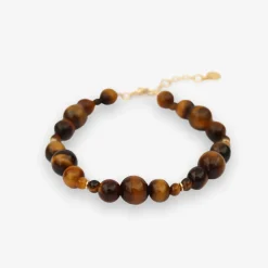 Boba - 18Ct Gold, Tiger Eye Bead Bubble Bracelet^The Alkemistry Shop