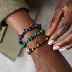 Boba - 18Ct Gold, Tiger Eye Bead Bubble Bracelet^The Alkemistry Shop