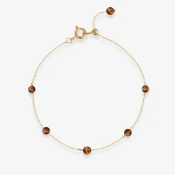 Boba - 18Ct Gold, Tiger Eye Bead And Chain Bracelet^The Alkemistry New