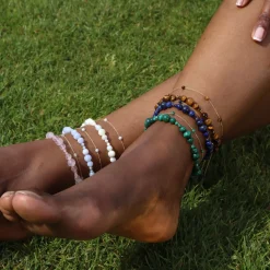 Boba - 18Ct Gold, Tiger Eye Bead And Chain Anklet^The Alkemistry Outlet