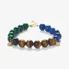 Cinta - 18Ct Gold, Malachite, Tiger Eye And Lapis Bead Bracelet^The Alkemistry Online