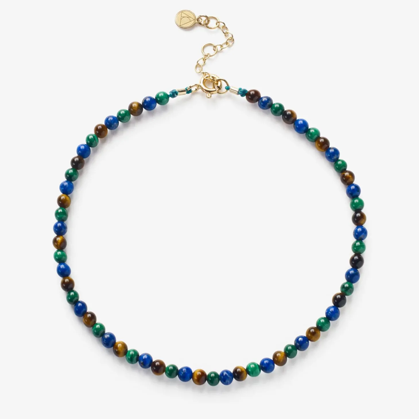 Cinta - 18Ct Gold, Malachite, Lapis, Tiger Eye Bead Anklet^The Alkemistry Sale