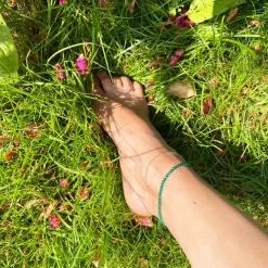 Cinta - 18Ct Gold, Malachite Bead And Gold Chain Anklet^The Alkemistry Fashion