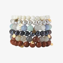 Cinta - 18Ct Gold, Mother Of Pearl Bead Bracelet^The Alkemistry New