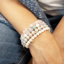 Cinta - 18Ct Gold, Rose Quartz Bead Bracelet^The Alkemistry New