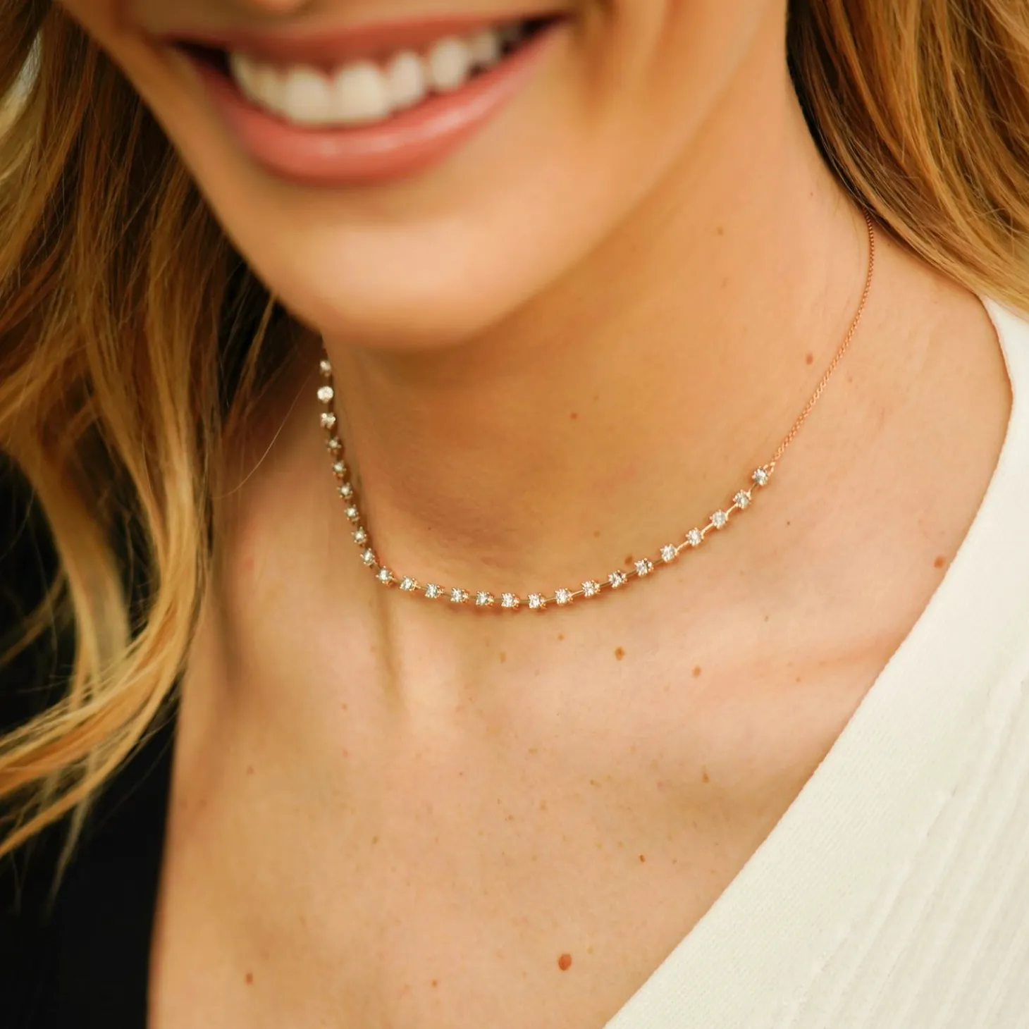 Dana Rebecca - 14Ct Gold, Ava Bea Interval Diamond Tennis Necklace^The Alkemistry Best