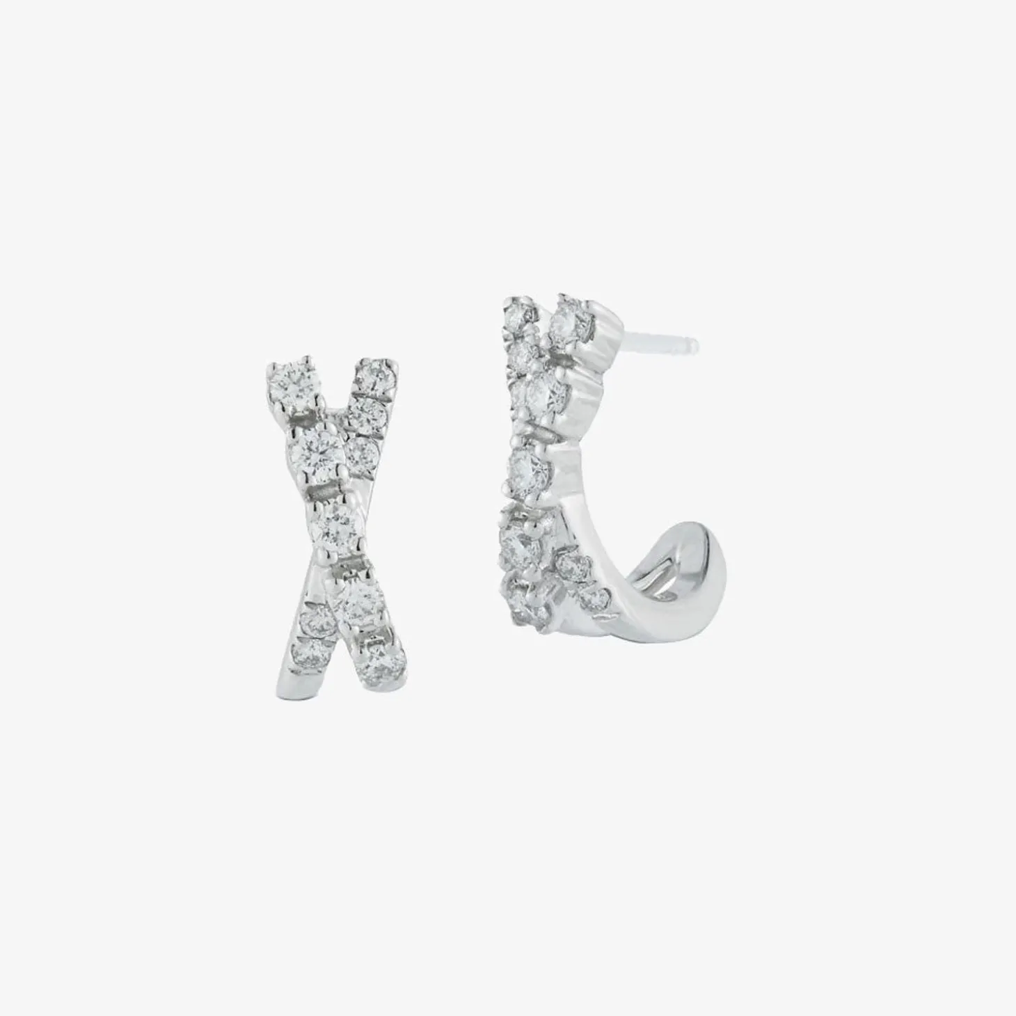 Dana Rebecca - 14Ct Gold, Ava Bea Diamond Crossover Mini Huggies (Pair)^The Alkemistry Hot