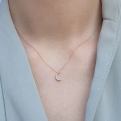 Kismet By Milka 14Ct Rose Gold And Diamond Moon Necklace^The Alkemistry Hot