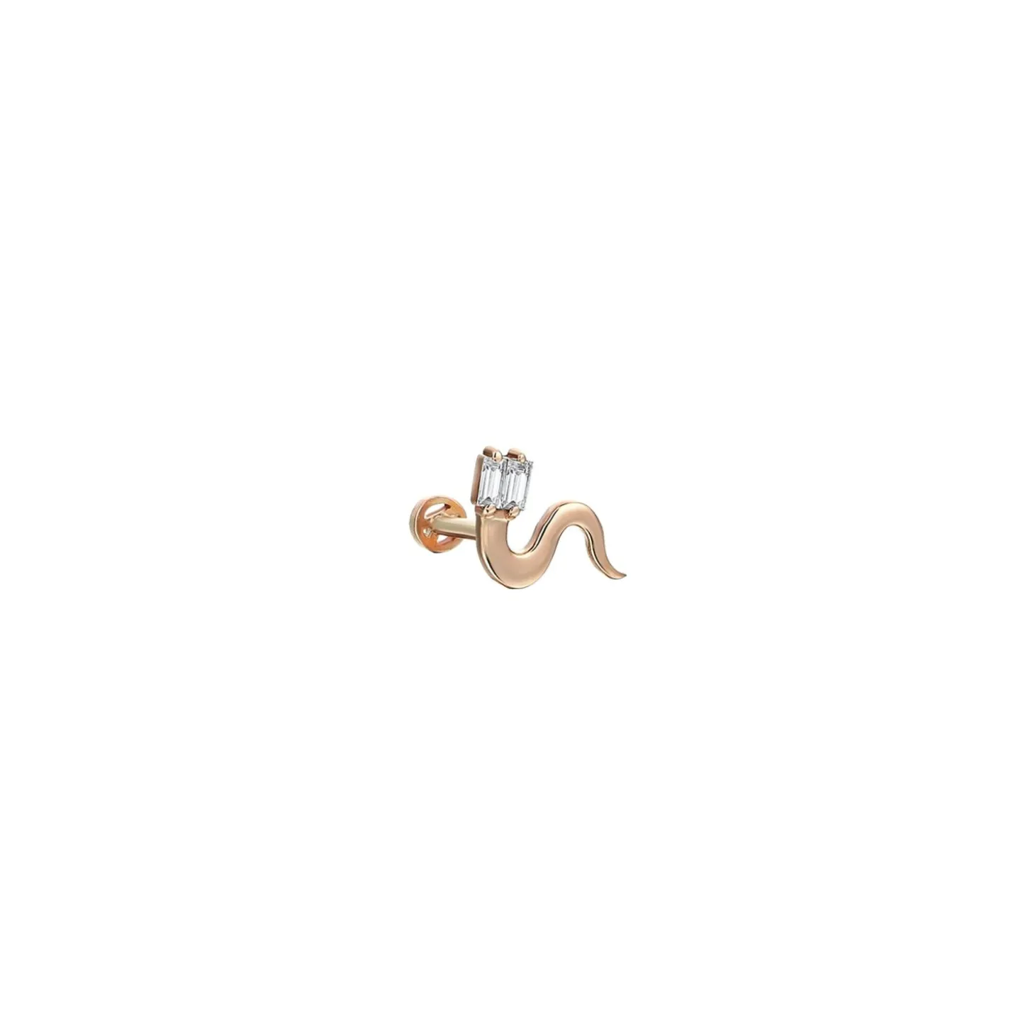 Kismet By Milka 14Ct Rose Gold Snake Baguette Diamond Screw Flatback^The Alkemistry Fashion