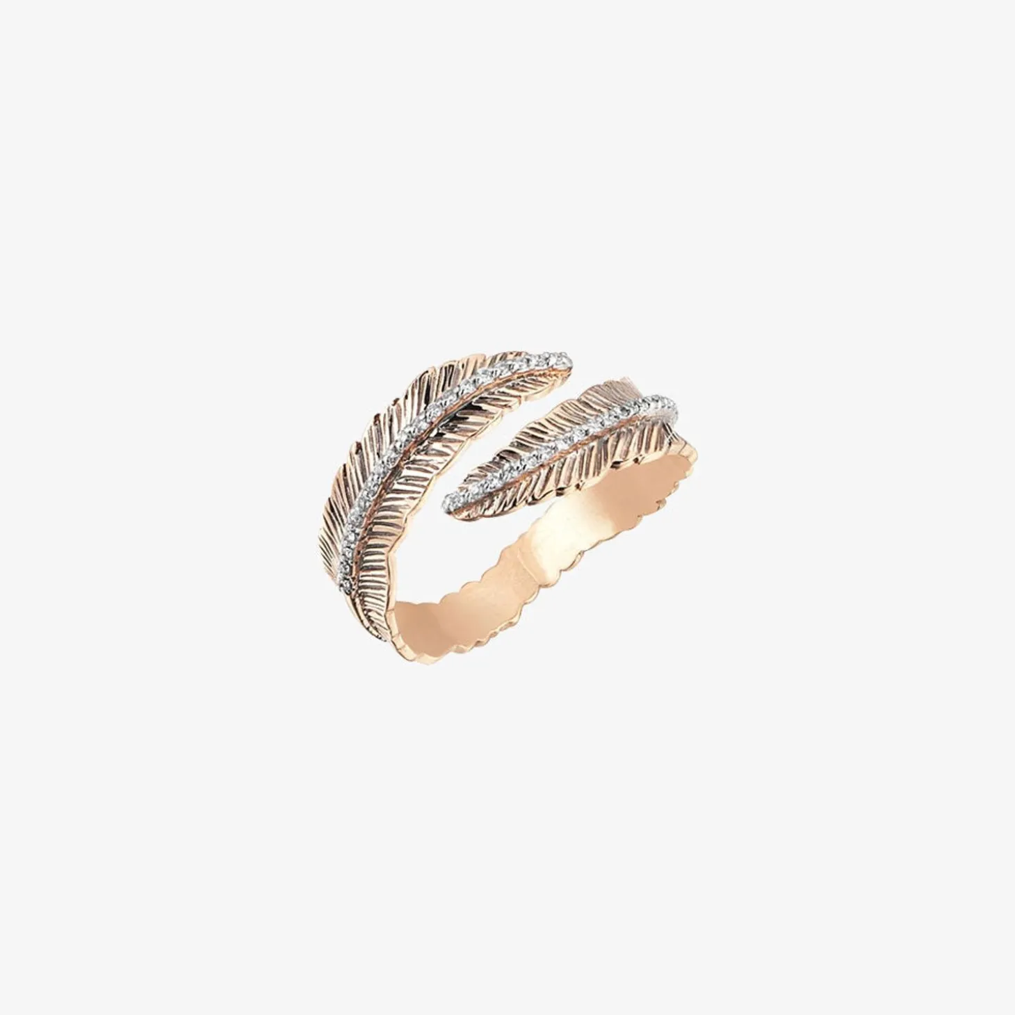 Kismet By Milka 14Ct Rose Gold Diamond Double Row Feather Pinky^The Alkemistry Cheap
