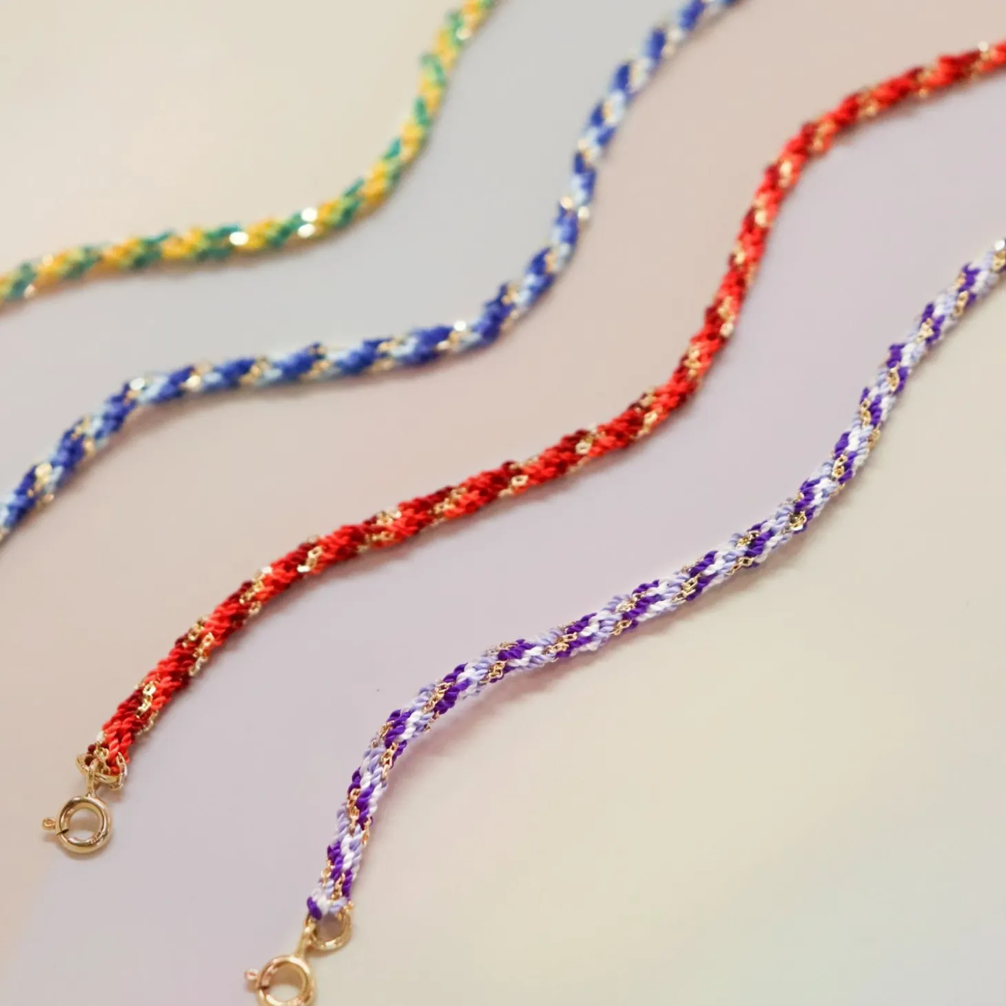 Kumachi - 18Ct Gold, Blue Mix Woven Chain Bracelet^The Alkemistry Shop
