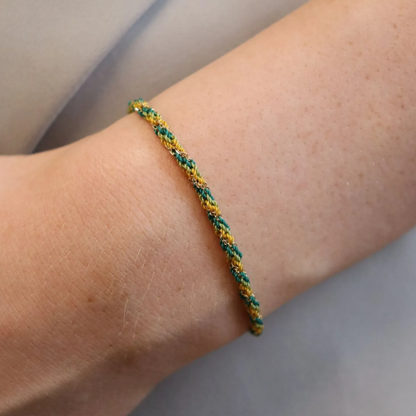Kumachi - 18Ct Gold, Green Mix Woven Chain Bracelet^The Alkemistry Outlet