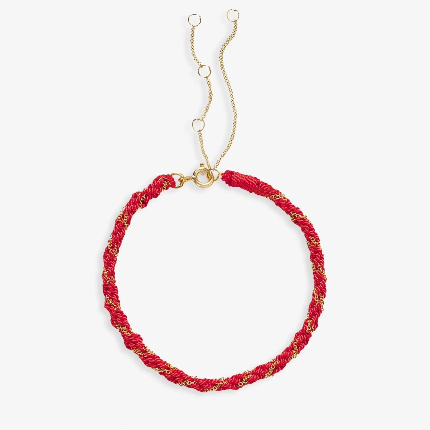 Kumachi - 18Ct Gold, Red Thread Woven Chain Bracelet^The Alkemistry New