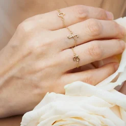 Love Letter - 18Ct Gold, Adjustable Initial Chain Ring^The Alkemistry Discount