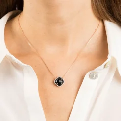 Morganne Bello 18Ct Rose Gold Victoria Diamond Black Onyx Necklace^The Alkemistry Hot