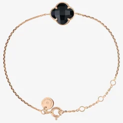 Morganne Bello 18Ct Rose Gold Clover Bezel Black Onyx Chain Bracelet^The Alkemistry Discount