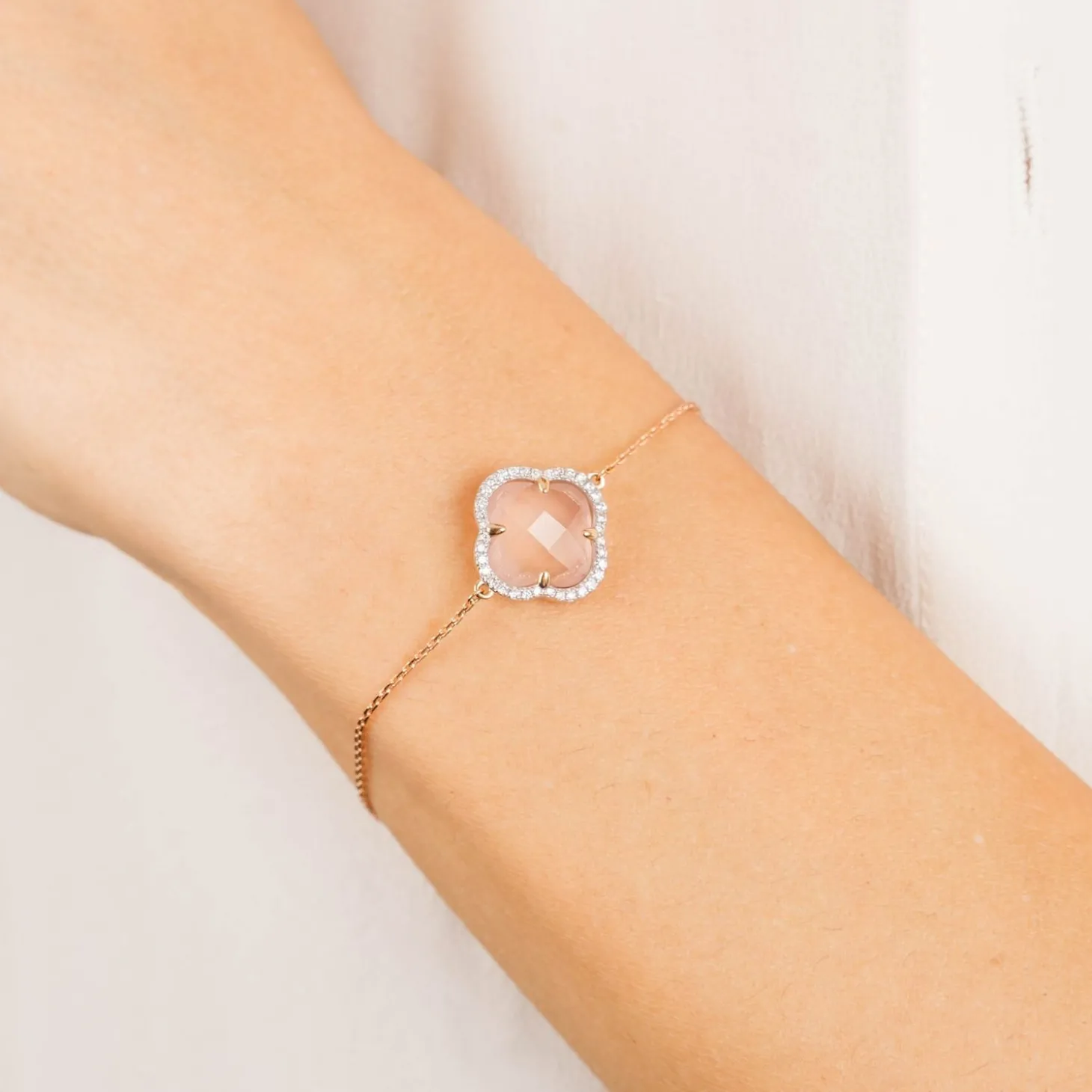 Morganne Bello 18Ct Rose Gold Pink Quartz And Diamond Bracelet^The Alkemistry Flash Sale
