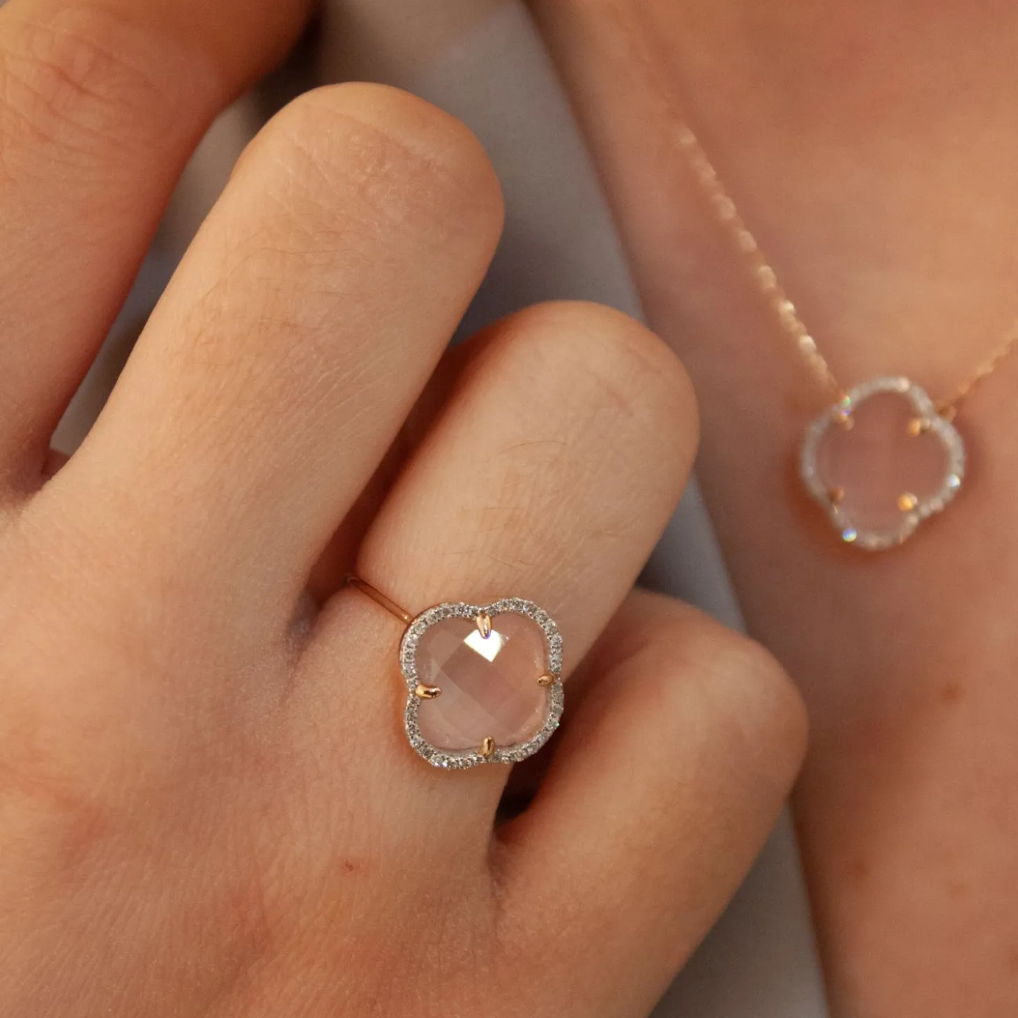 Morganne Bello 18Ct Rose Gold Pink Quartz And Diamond Ring^The Alkemistry Hot