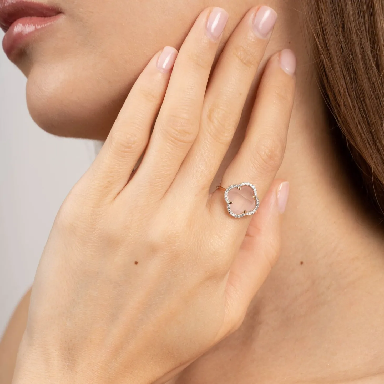 Morganne Bello 18Ct Rose Gold Pink Quartz And Diamond Ring^The Alkemistry Hot