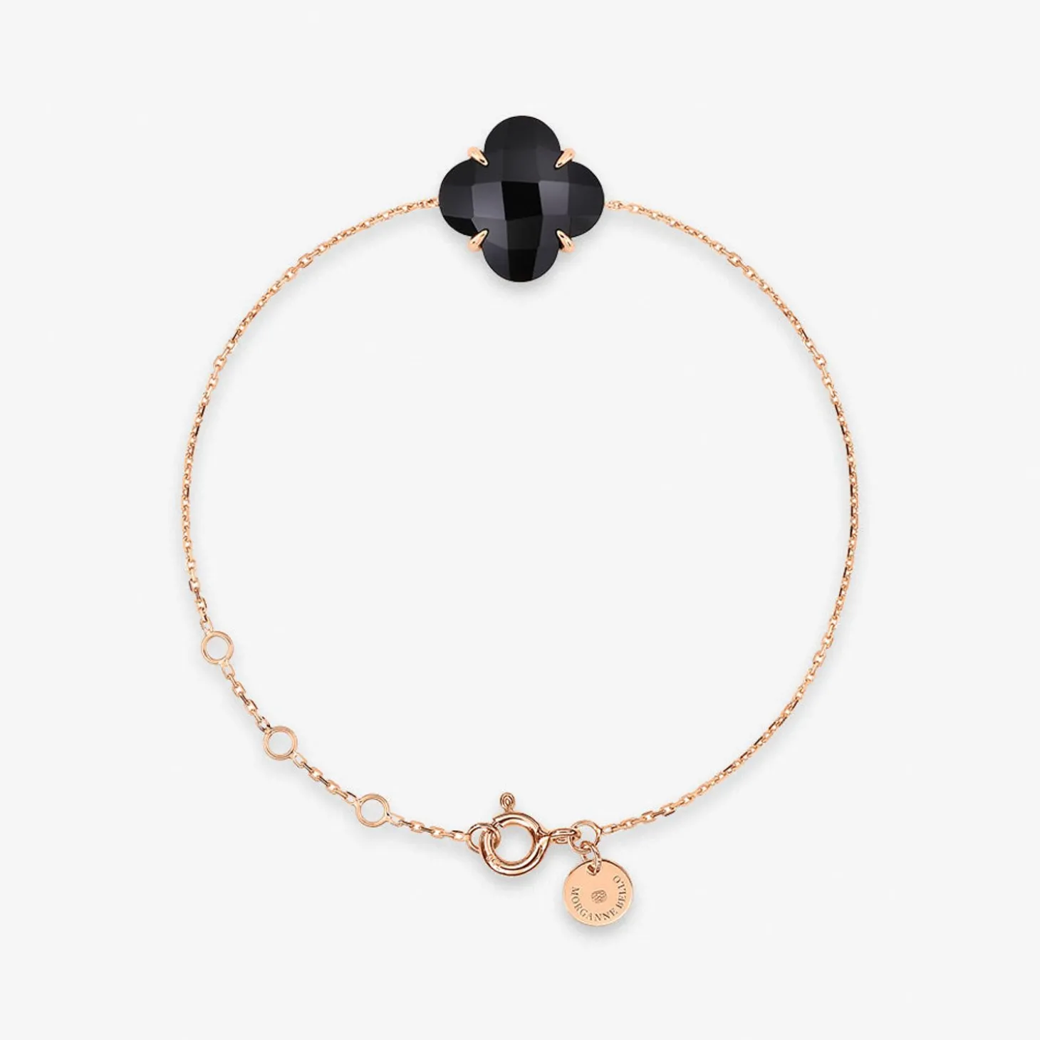 Morganne Bello 18Ct Rose Gold Clover Black Onyx Chain Bracelet^The Alkemistry Fashion