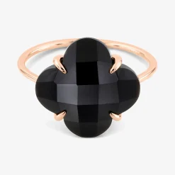 Morganne Bello 18Ct Rose Gold Victoria Clover Black Onyx Ring^The Alkemistry Hot