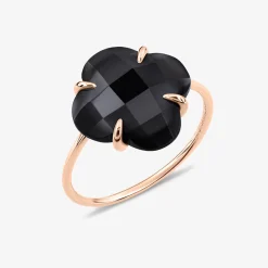 Morganne Bello 18Ct Rose Gold Victoria Clover Black Onyx Ring^The Alkemistry Hot