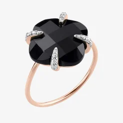 Morganne Bello 18Ct Rose Gold Victoria Black Onyx Claw Diamond Ring^The Alkemistry Store