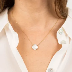 Morganne Bello 18Ct Yellow Gold Victoria Clover Mother Of Pearl Necklace^The Alkemistry Online
