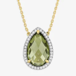 Morganne Bello 18Ct Yellow Gold Alma Pear Olive Quartz Diamond Necklace^The Alkemistry Outlet