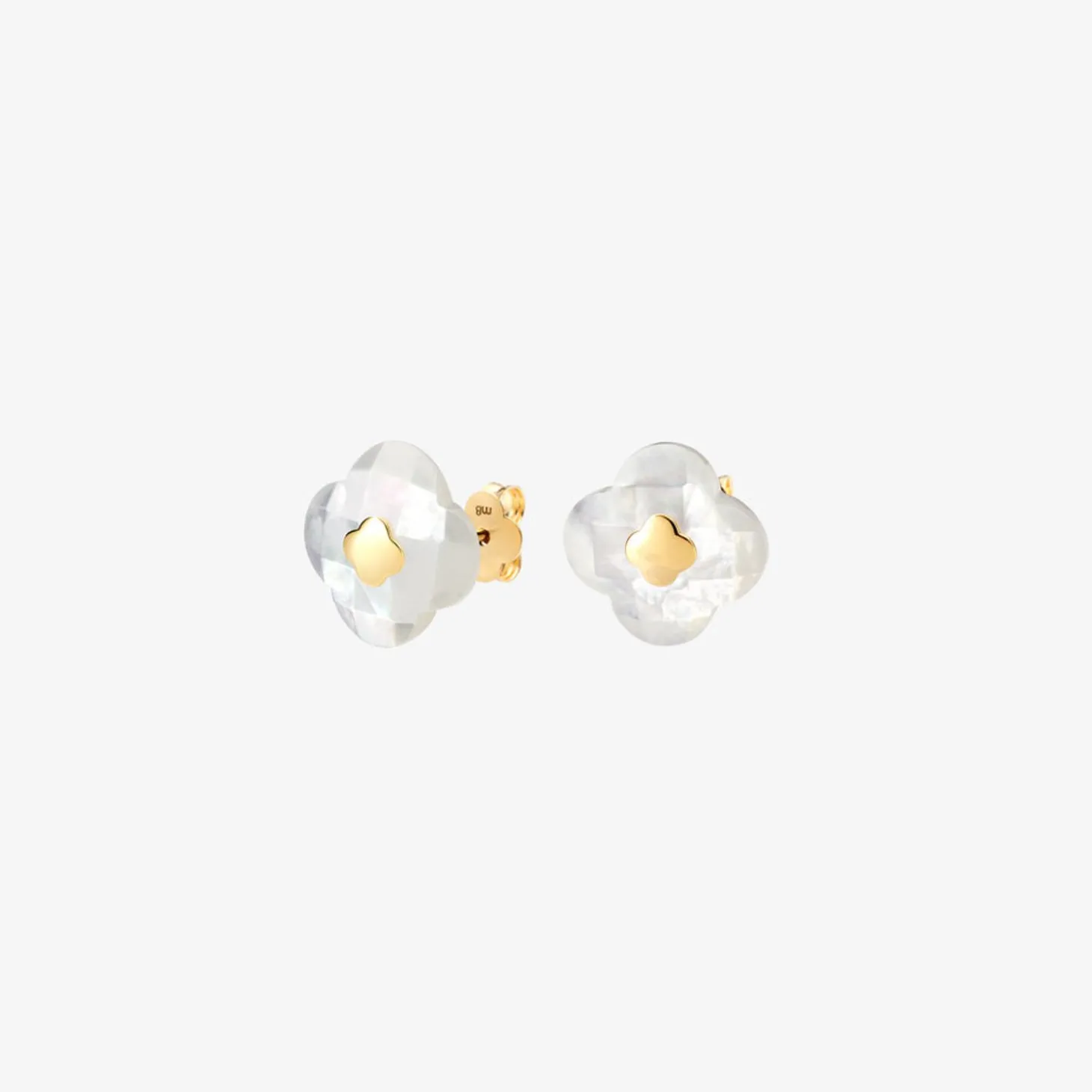 Morganne Bello 18Ct Yellow Gold Victoria Clover Mother Of Pearl Studs (Pair)^The Alkemistry Fashion