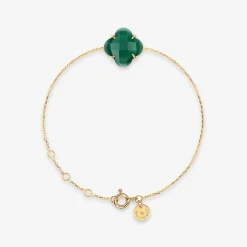 Morganne Bello 18Ct Yellow Gold Clover Bezel Green Agate Chain Bracelet^The Alkemistry Sale