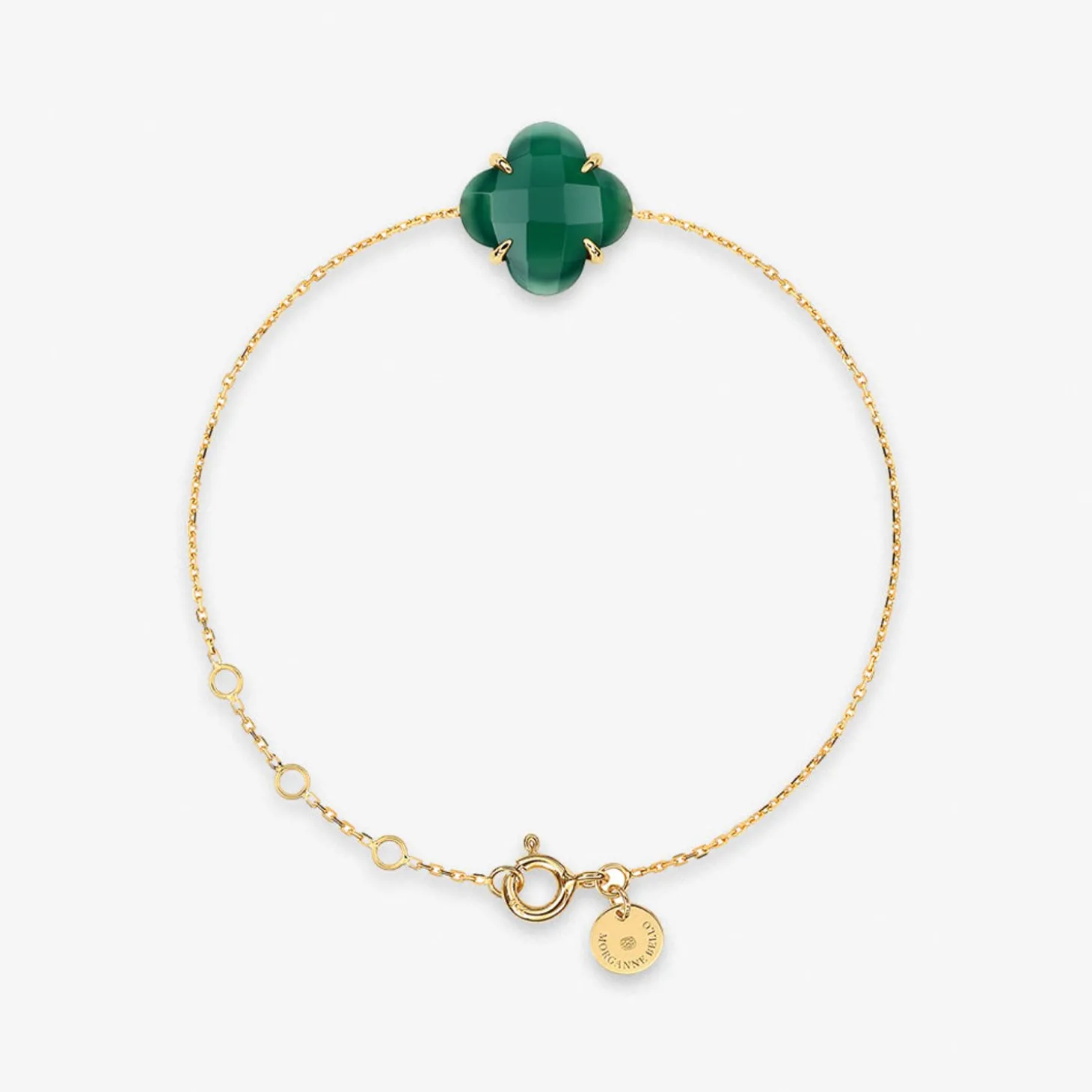 Morganne Bello 18Ct Yellow Gold Clover Bezel Green Agate Chain Bracelet^The Alkemistry Sale