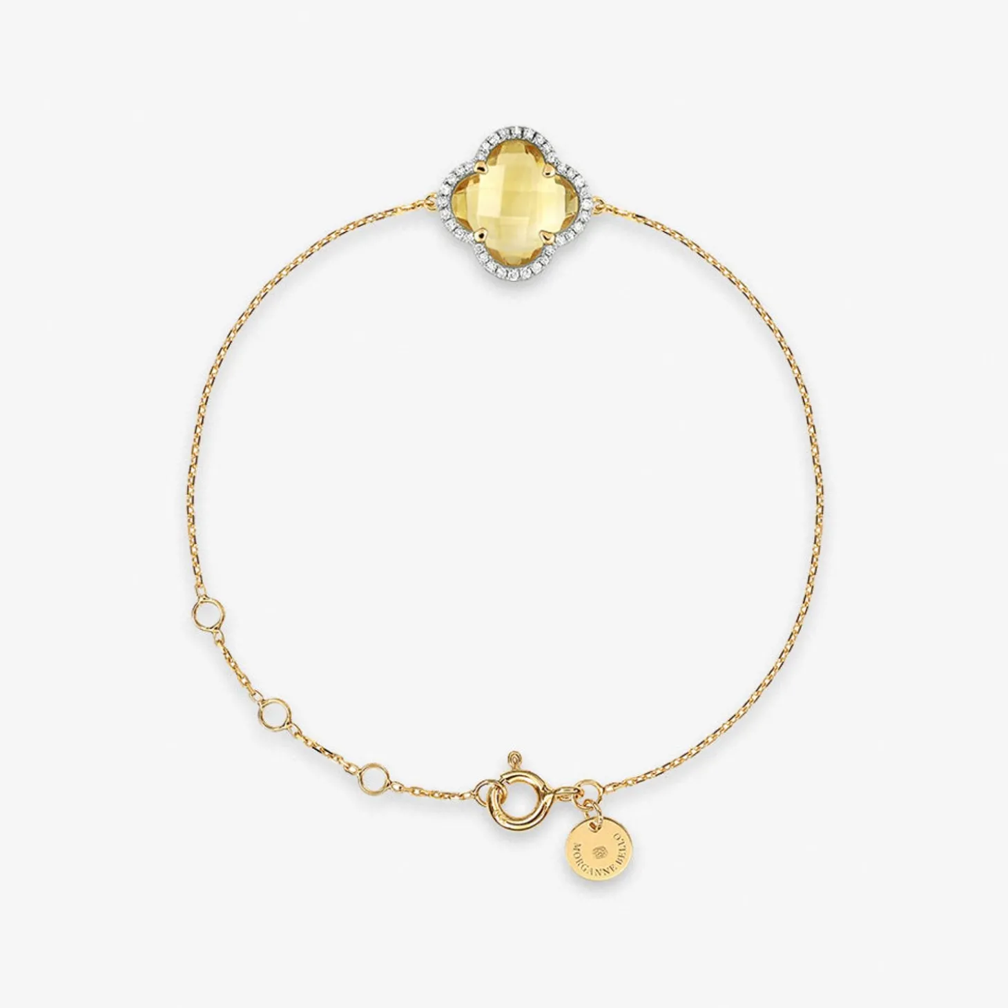 Morganne Bello 18Ct Yellow Gold Clover Diamond Bezel Citrine Chain Bracelet^The Alkemistry Sale