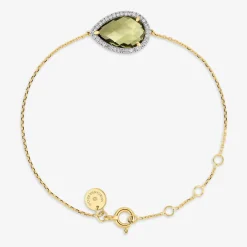 Morganne Bello 18Ct Yellow Gold Alma Pear Olive Quartz Diamond Bracelet^The Alkemistry Cheap