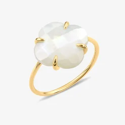 Morganne Bello 18Ct Yellow Gold Victoria Clover Mother Of Pearl Ring^The Alkemistry Store