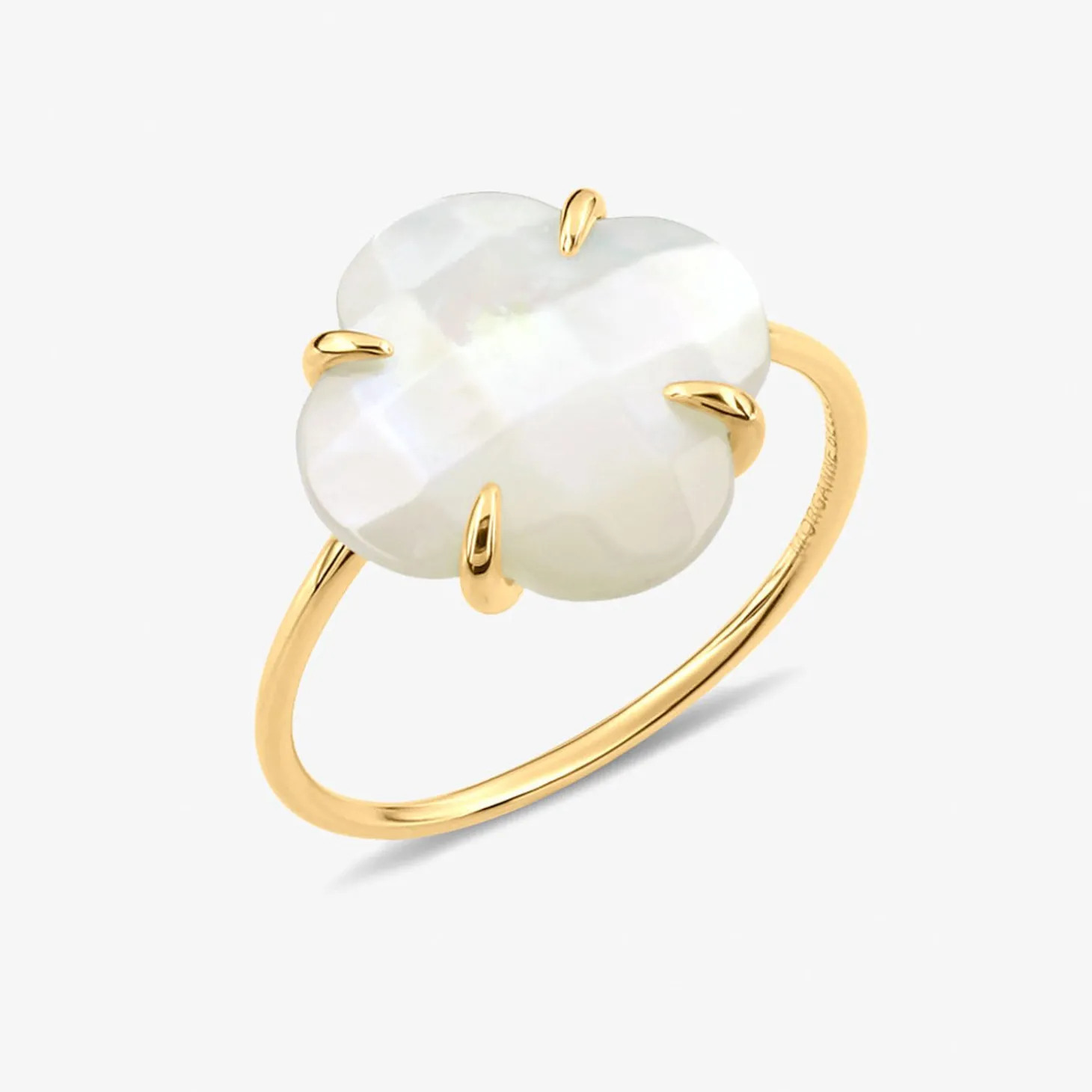 Morganne Bello 18Ct Yellow Gold Victoria Clover Mother Of Pearl Ring^The Alkemistry Store