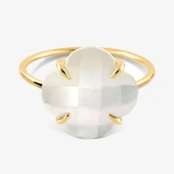 Morganne Bello 18Ct Yellow Gold Victoria Clover Mother Of Pearl Ring^The Alkemistry Store