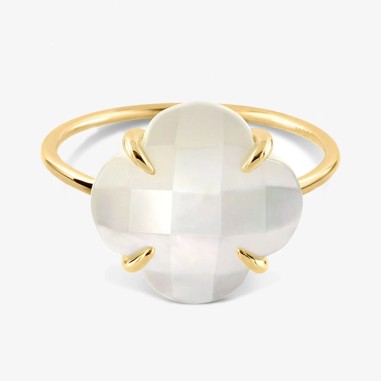 Morganne Bello 18Ct Yellow Gold Victoria Clover Mother Of Pearl Ring^The Alkemistry Store