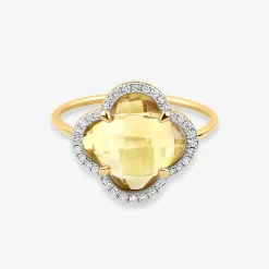 Morganne Bello 18Ct Yellow Gold And Diamond Clover Citrine Ring^The Alkemistry Discount