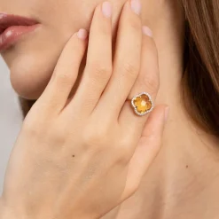 Morganne Bello 18Ct Yellow Gold And Diamond Clover Citrine Ring^The Alkemistry Discount