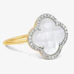 Morganne Bello 18Ct Yellow Gold And Diamond Clover Mother Of Pearl Corset Ring^The Alkemistry Best