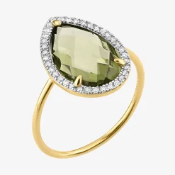 Morganne Bello 18Ct Yellow Gold Alma Pear Olive Quartz Diamond Ring^The Alkemistry Cheap
