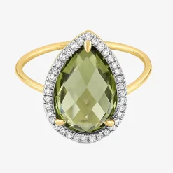 Morganne Bello 18Ct Yellow Gold Alma Pear Olive Quartz Diamond Ring^The Alkemistry Cheap